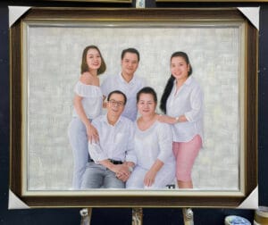 tranh vẽ chân dung đại gia đình bố mẹ và các con