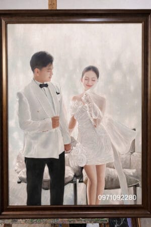 tranh vẽ chân dung cặp đôi doanh nhân đẹp sơn dầu (sao chép)