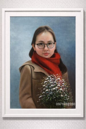 tranh sơn dầu chân dung vẽ tay thủ công 100% quà tặng (sao chép)