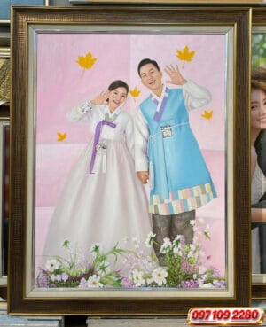 tranh chân dung sơn dầu cặp đôi đẹp ý nghĩa