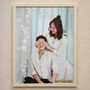 tranh vẽ chân dung ảnh cưới cô dâu chú rể đẹp (sao chép)